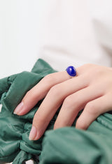 Lapis Lazuli Mini Rock Ring / Round / Silver