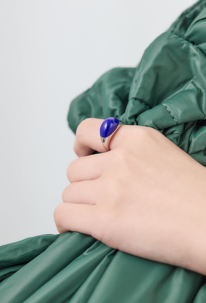 Lapis Lazuli Mini Rock Ring / Round / Silver