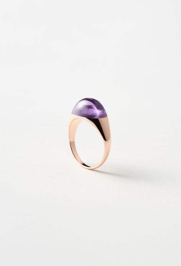 Amethyst Mini Rock Ring / Round / Pink