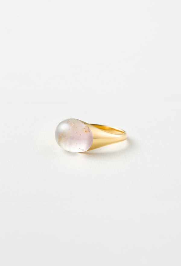 [一点もの] Pink Tourmaline Mini Rock Ring / Round / Yellow