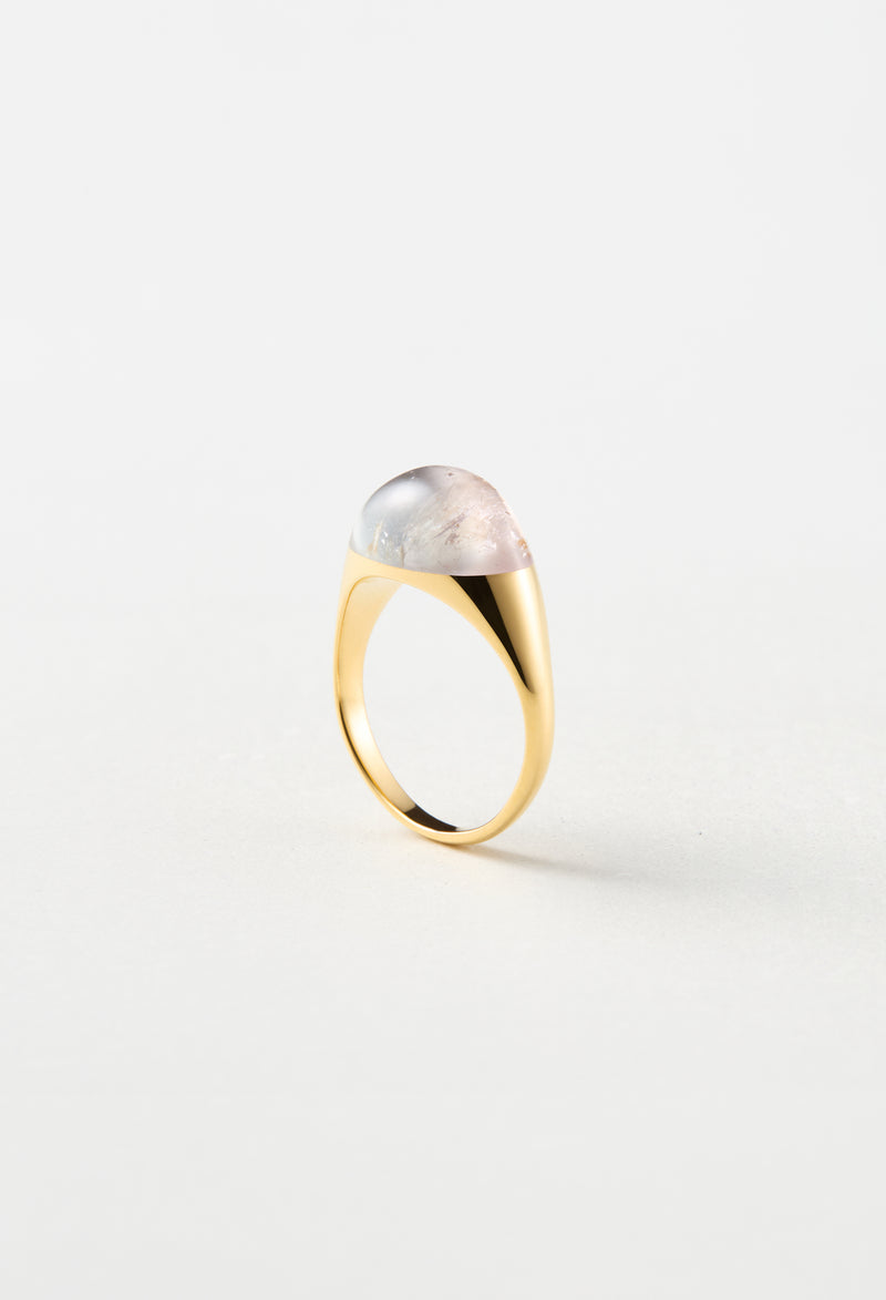 [一点もの] Pink Tourmaline Mini Rock Ring / Round / Yellow