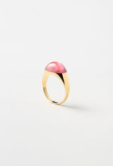 [一点もの] Pink Tourmaline Mini Rock Ring / Round / Yellow