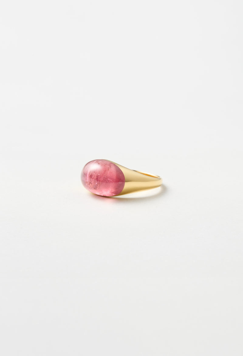 [一点もの] Pink Tourmaline Mini Rock Ring / Round / Yellow