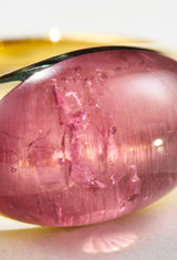 [一点もの] Pink Tourmaline Mini Rock Ring / Round / Yellow