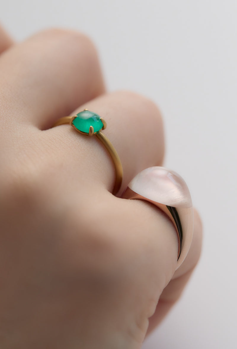 [一点もの] Emerald Cabochon Gem Ring