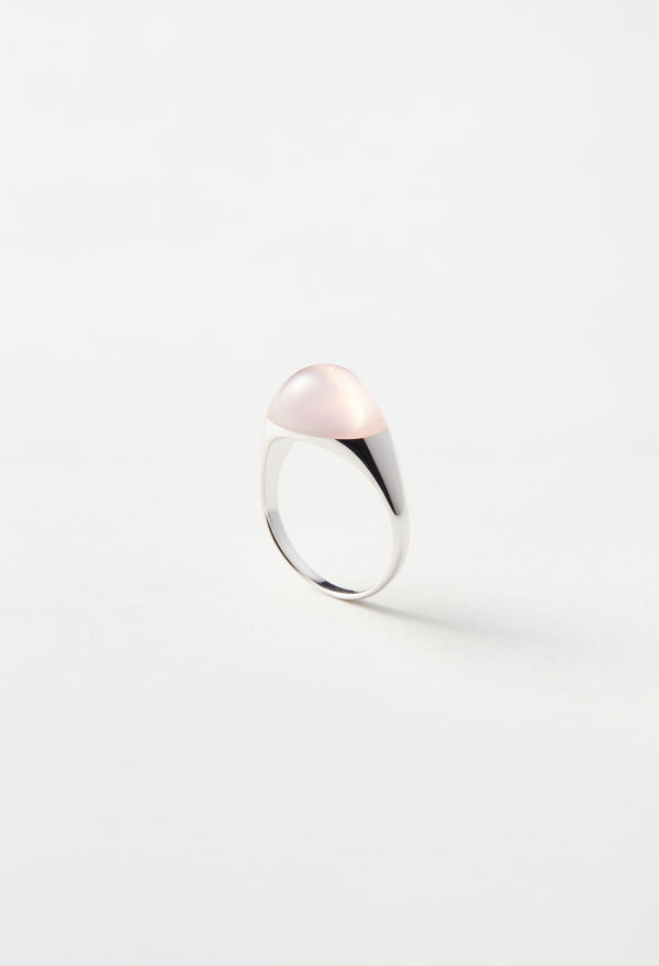 Rose Quartz Mini Rock Ring / Round / Silver