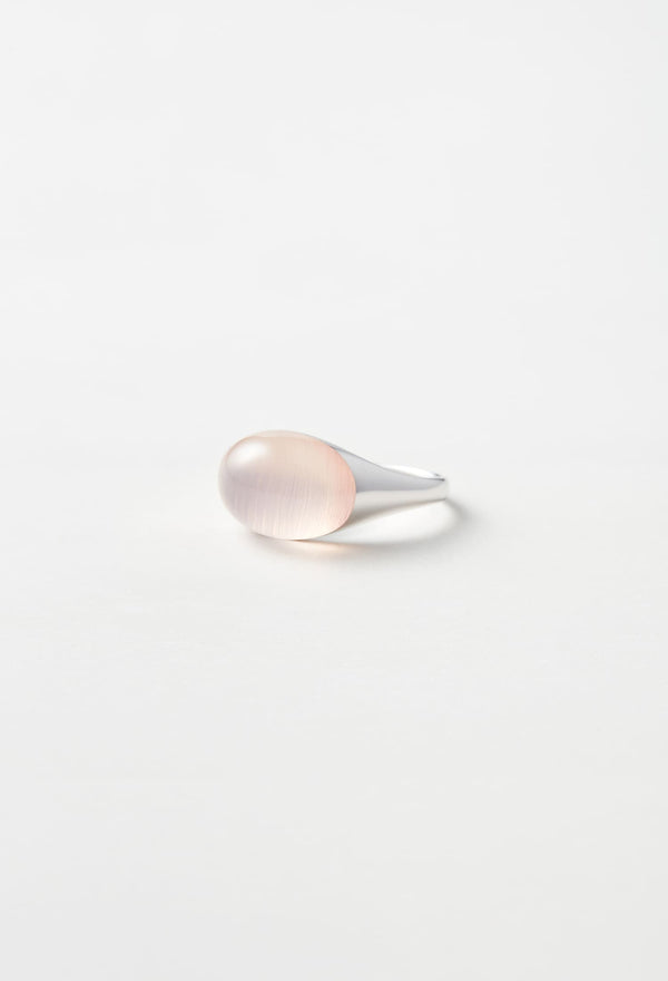 Rose Quartz Mini Rock Ring / Round / Silver