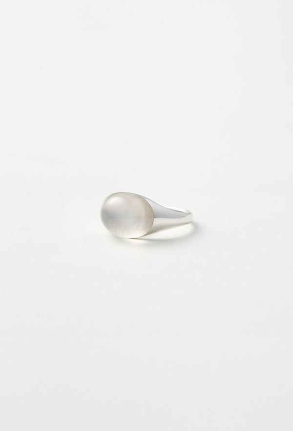 Milky Quartz Mini Rock Ring / Round / Silver