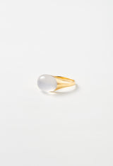 Milky Quartz Mini Rock Ring / Round / Yellow
