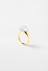 Milky Quartz Mini Rock Ring / Round / Yellow