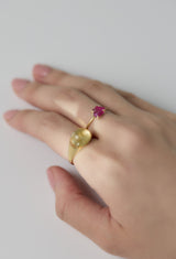 Citrine Mini Rock Ring / Round / Yellow