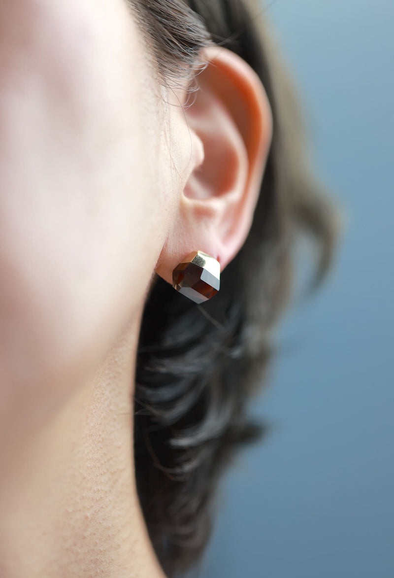 Smoky Quartz Rock Pierced Earrings / Crystal (Pair)