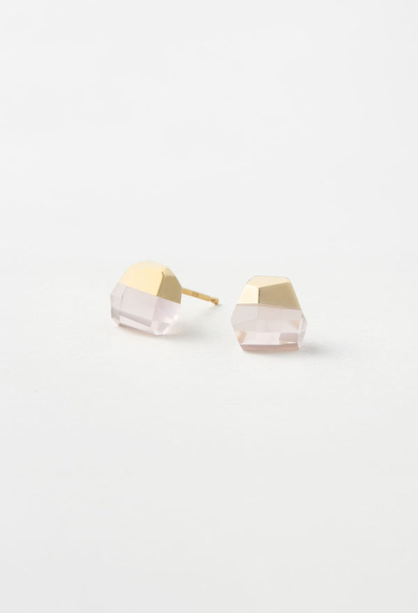 Rose Quartz Rock Pierced Earrings Crystal (Pair)