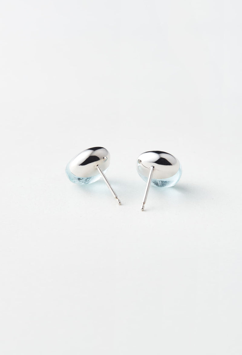 【一点もの】Aquamarine Rock Pierced Earrings / Horizontal Round (Pair)