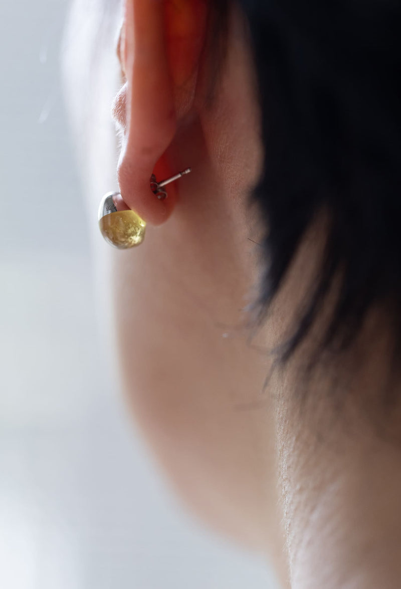 [一点もの] Yellow Beryl Rock Pierce / Horizontal Round