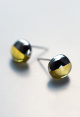 [一点もの] Yellow Beryl Rock Pierced Earrings / Horizontal Round / Pair