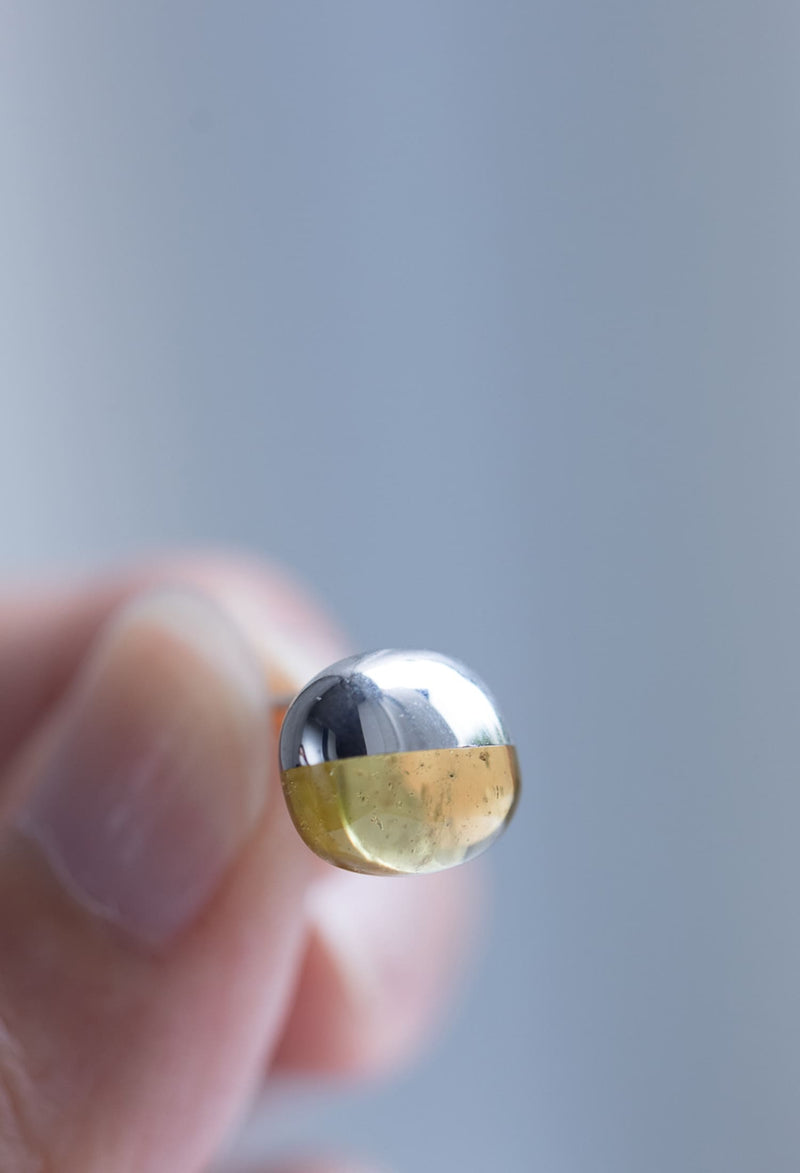 [一点もの] Yellow Beryl Rock Pierce / Horizontal Round