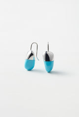Turquoise Rock Pierced Earrings / Vertical Round Hook (Pair)