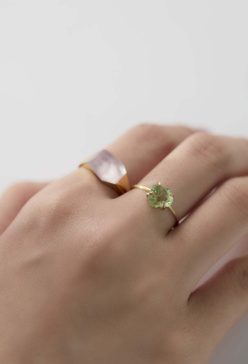 Green Grossular Garnet Gem Ring