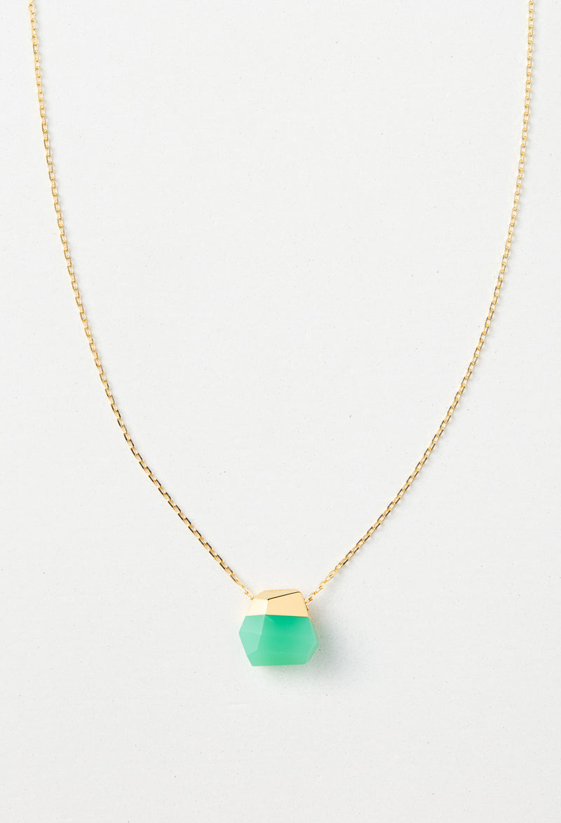 Chrysoprase Rock Necklace / Crystal / Yellow / S