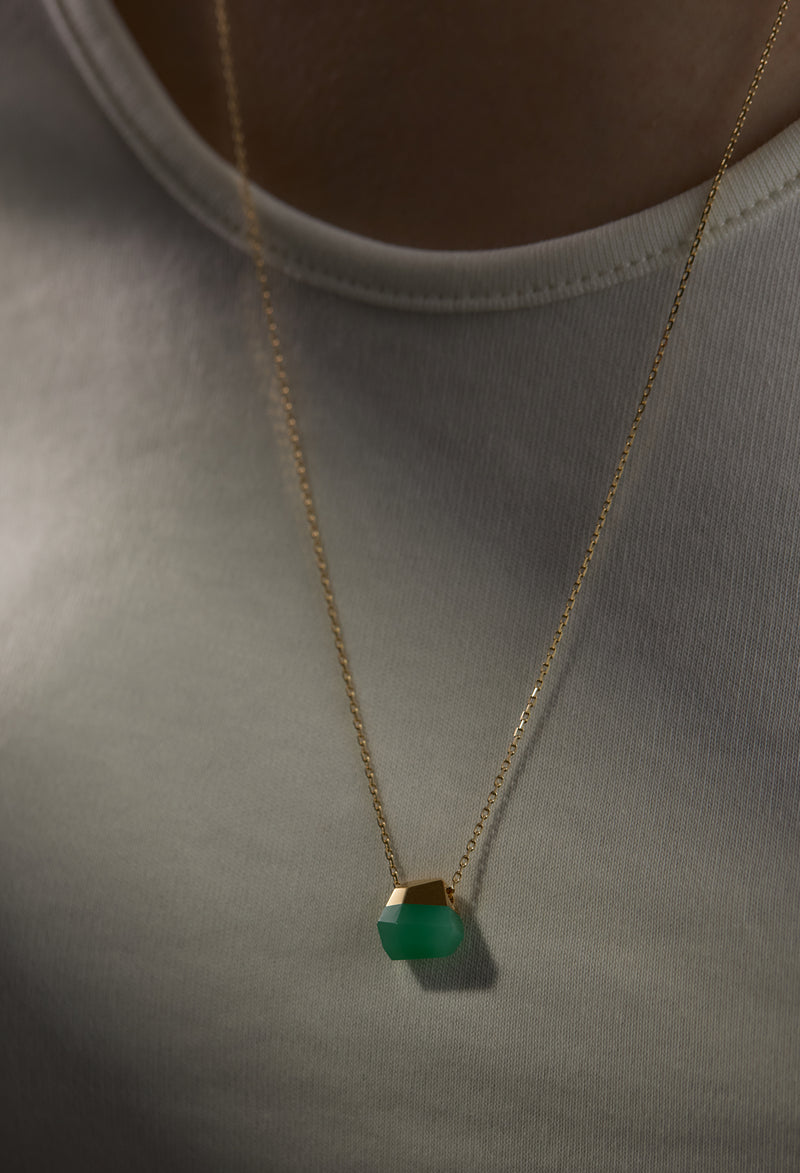 Chrysoprase Rock Necklace / Crystal / Yellow / S