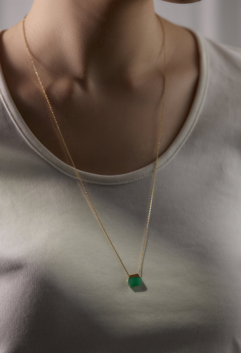 Chrysoprase Rock Necklace / Crystal / Yellow / S