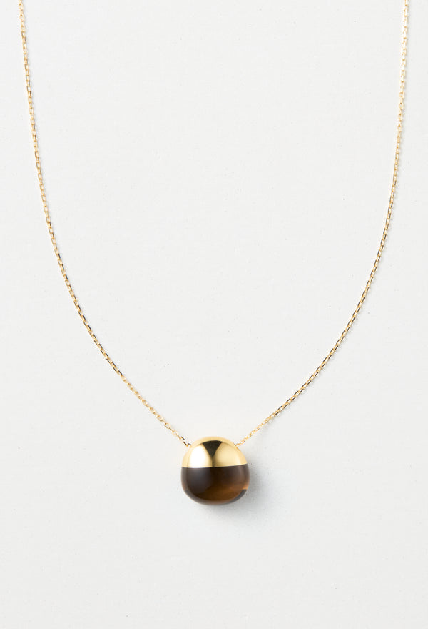 [一点もの] Smoky Quartz Rock Necklace / Horizontal Round / M / Yellow