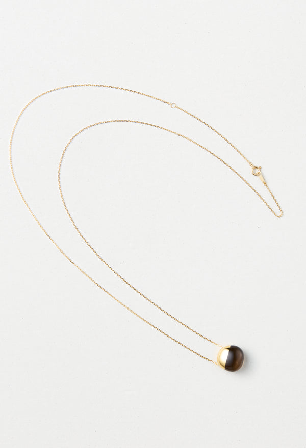 [一点もの] Smoky Quartz Rock Necklace / Horizontal Round / M / Yellow