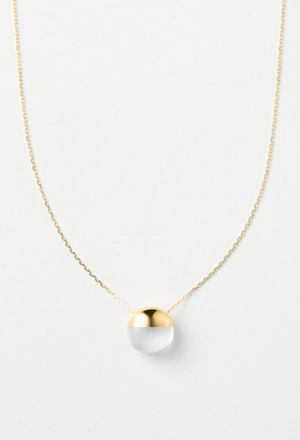 [一点もの] Milky Quartz Rock Necklace / Horizontal Round / M / Yellow
