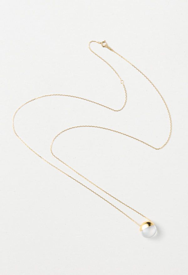 [一点もの] Milky Quartz Rock Necklace / Horizontal Round / M / Yellow