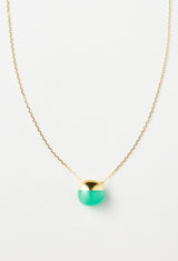 Chrysoprase Rock Necklace / Horizontal Round / Yellow