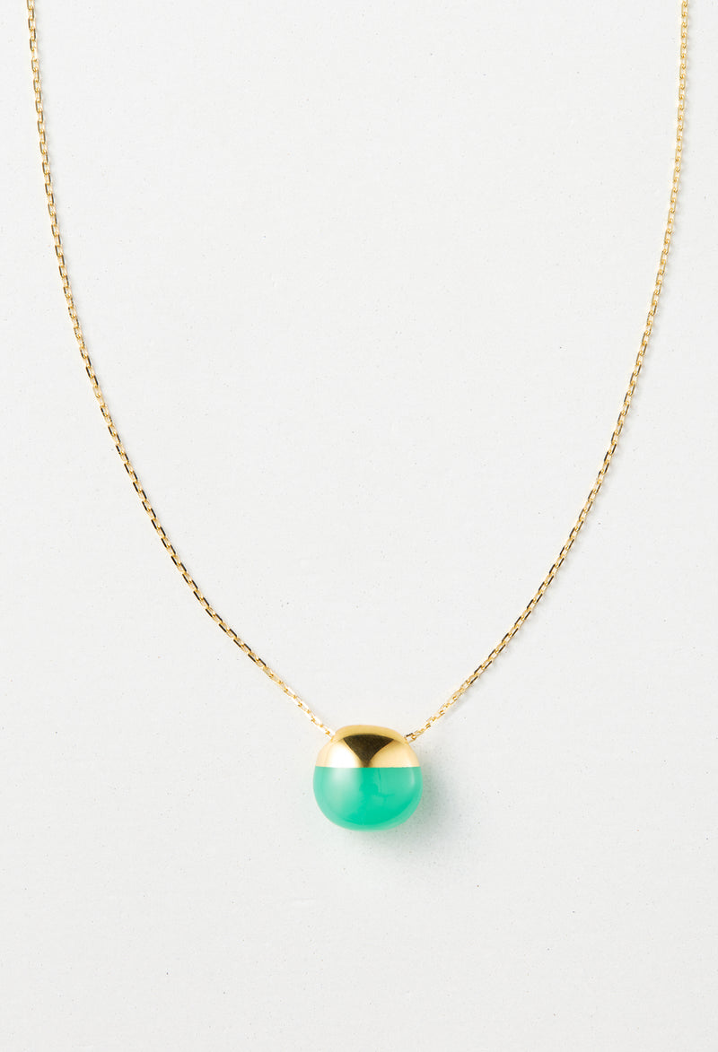 Chrysoprase Rock Necklace / Horizontal Round / Yellow
