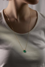 Chrysoprase Rock Necklace / Horizontal Round / Yellow