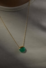 Chrysoprase Rock Necklace / Horizontal Round / Yellow