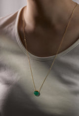 Chrysoprase Rock Necklace / Horizontal Round / Yellow