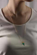 [一点もの] Chrysoprase Rock Necklace / Vertical Round / Yellow / S