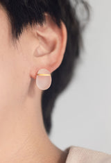 【一点もの】Rose Quartz Round Pierced Earrings (Pair)