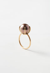 Pinkish Black South Sea Pearl Gem Ring