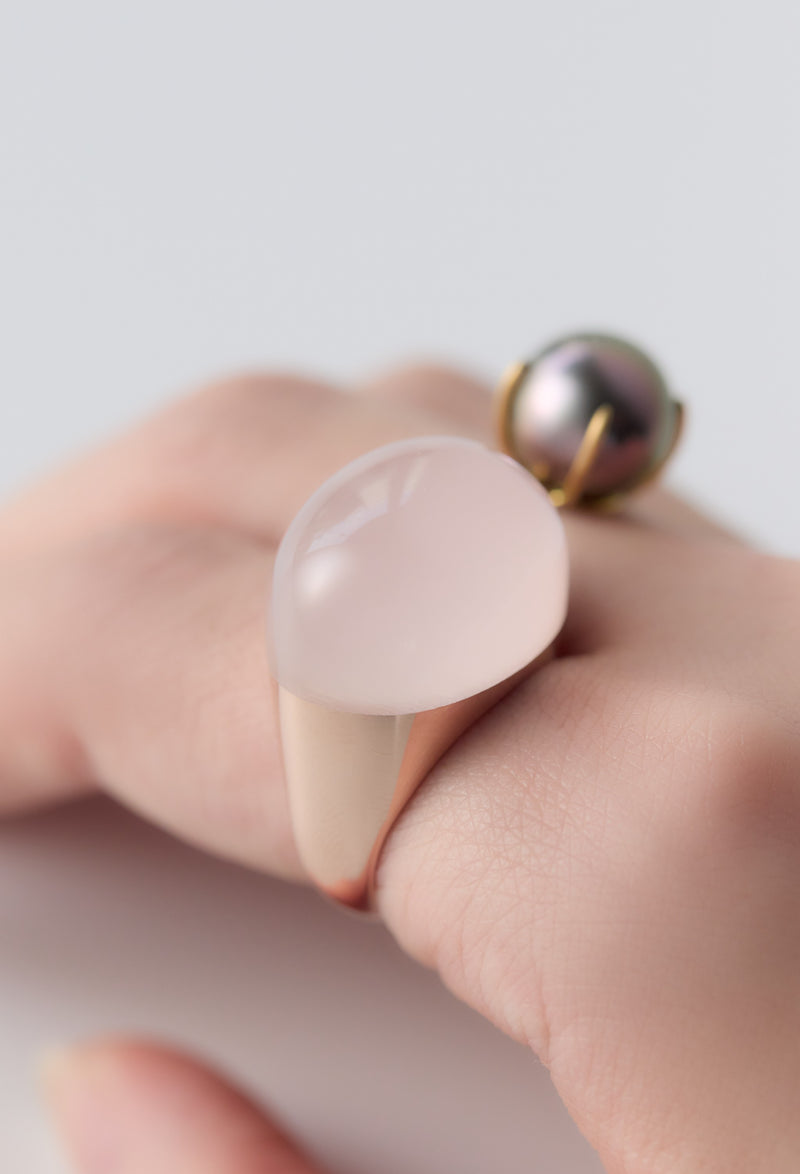 Pinkish Black South Sea Pearl Gem Ring