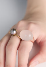 Pinkish Black South Sea Pearl Gem Ring