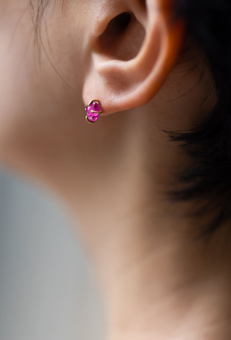 Myanmar Ruby Pierced Earring