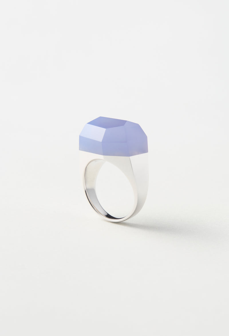 Blue Chalcedony Rock Ring / Crystal / Silver