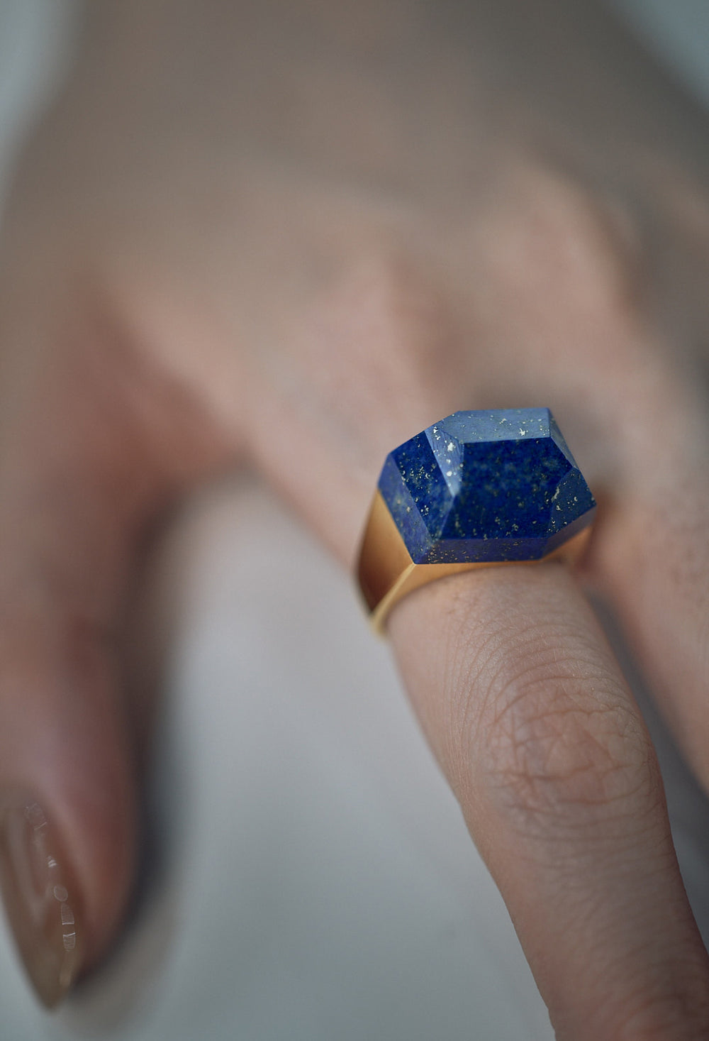 Lapis Lazuli Rock Ring / Crystal / Yellow – bororo