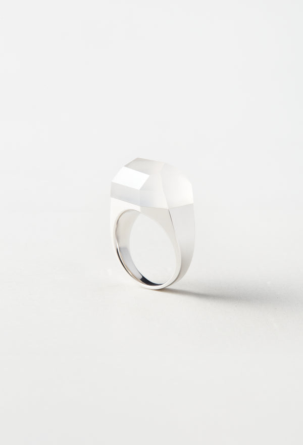 Milky Quartz Rock Ring / Crystal / Silver