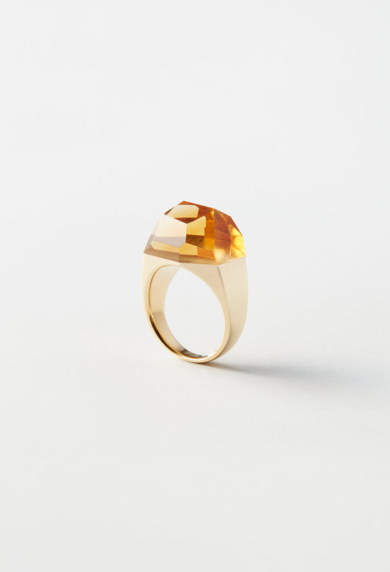 Citrine Rock Ring / Crystal / Yellow