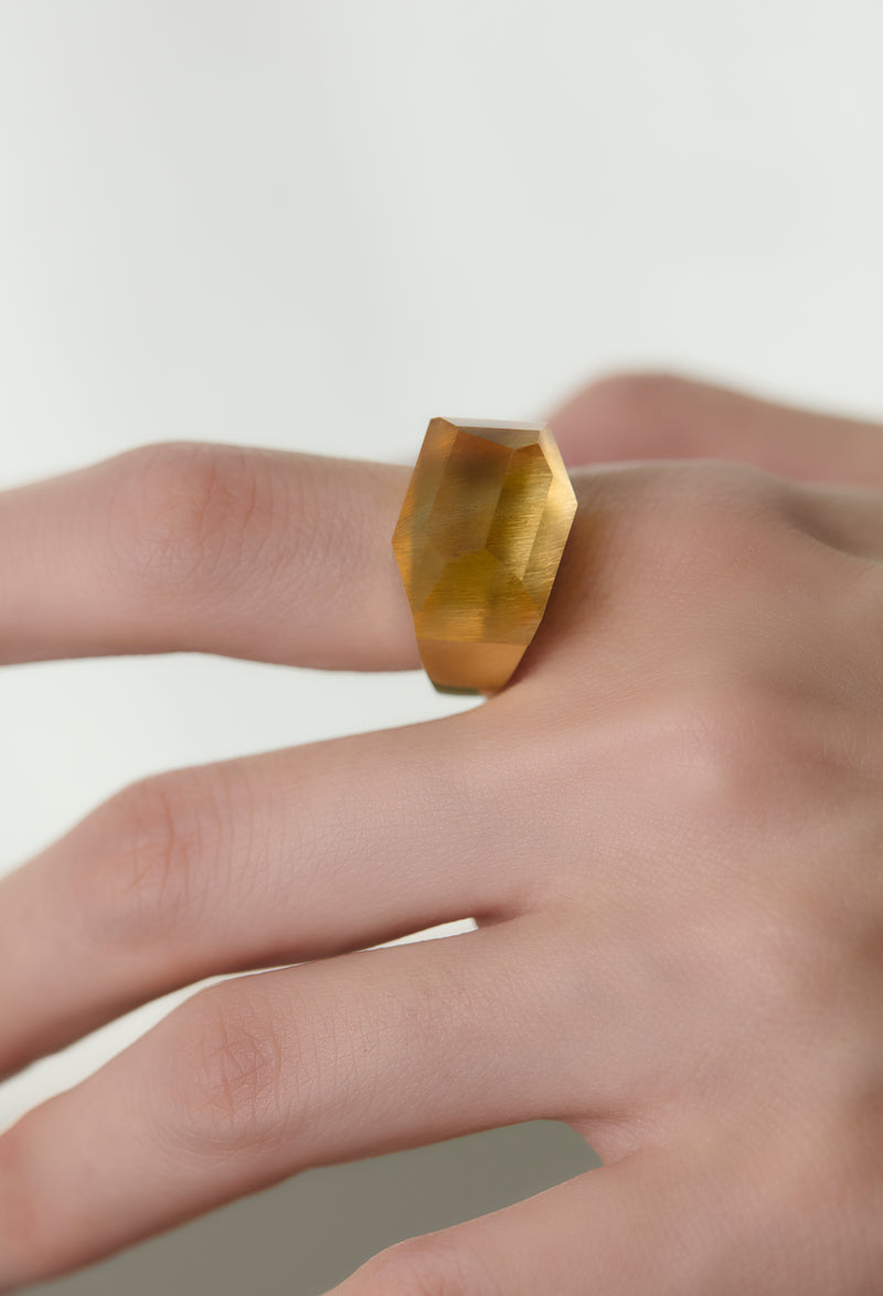 Citrine Rock Ring / Crystal / Yellow
