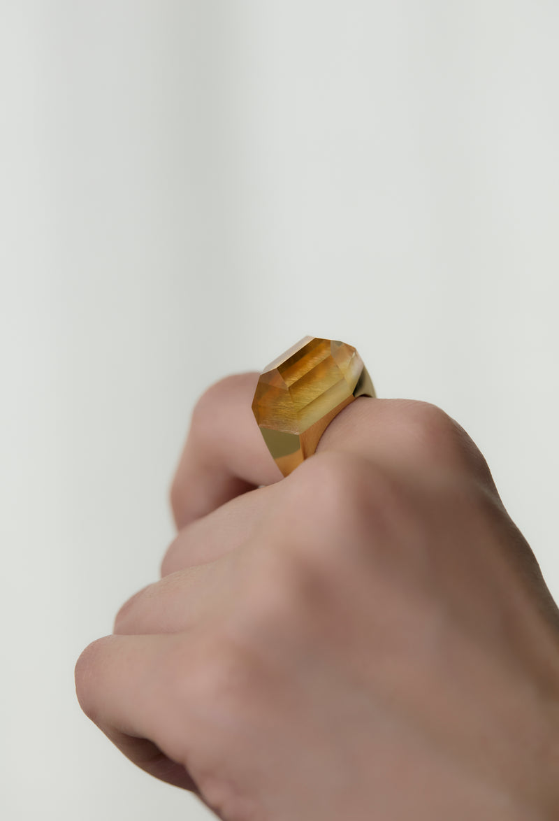 Citrine Rock Ring / Crystal / Yellow