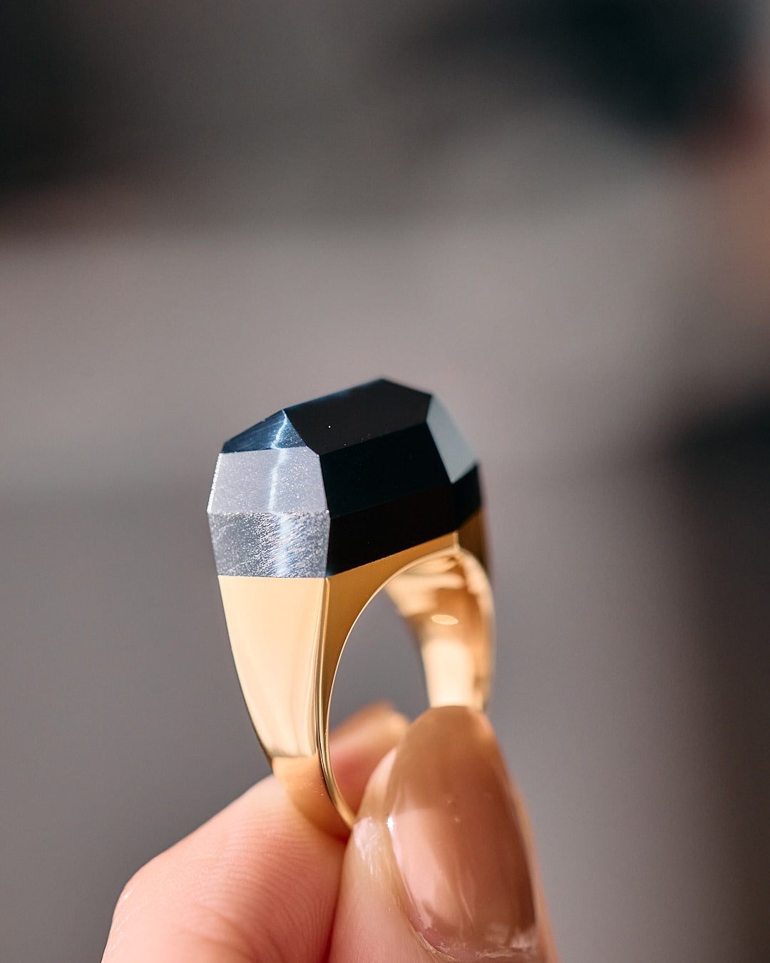 [One-of-a-kind] Hawk's Eye Rock Ring / Round / Yellow