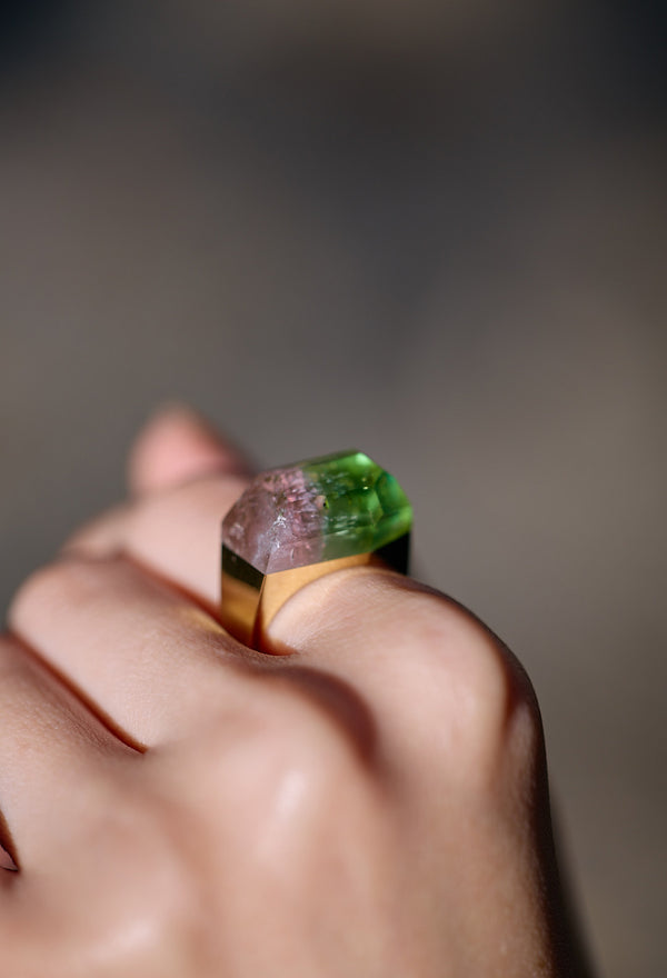 [一点もの] Water Melon Tourmaline Rock Ring / Crystal