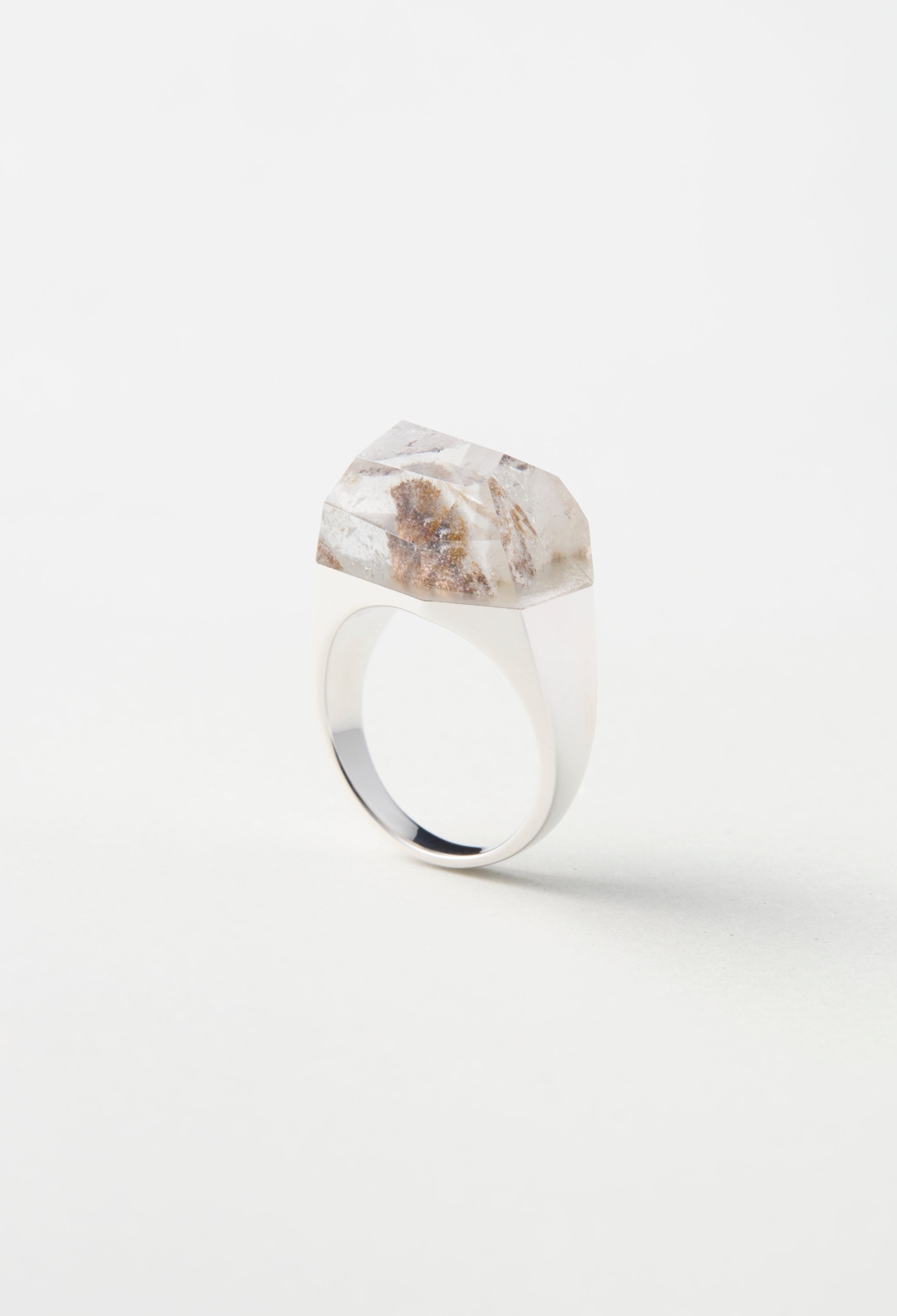 [One-of-a-kind] Black Banded Agate Rock Ring / Crystal / Silver